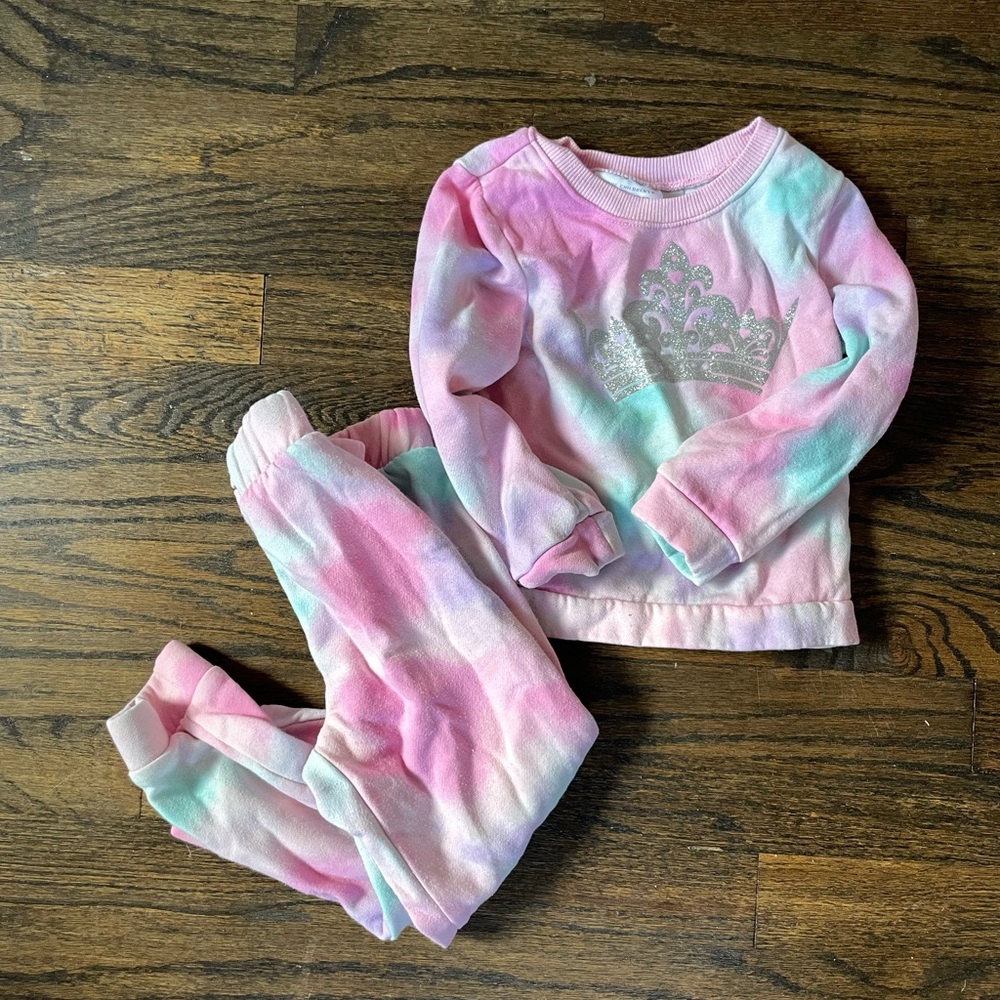 Kids Tie-Dye Sweatsuit Set - Pink and Blue